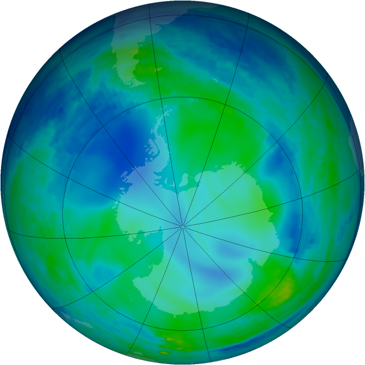 Antarctic ozone map for 24 May 1993